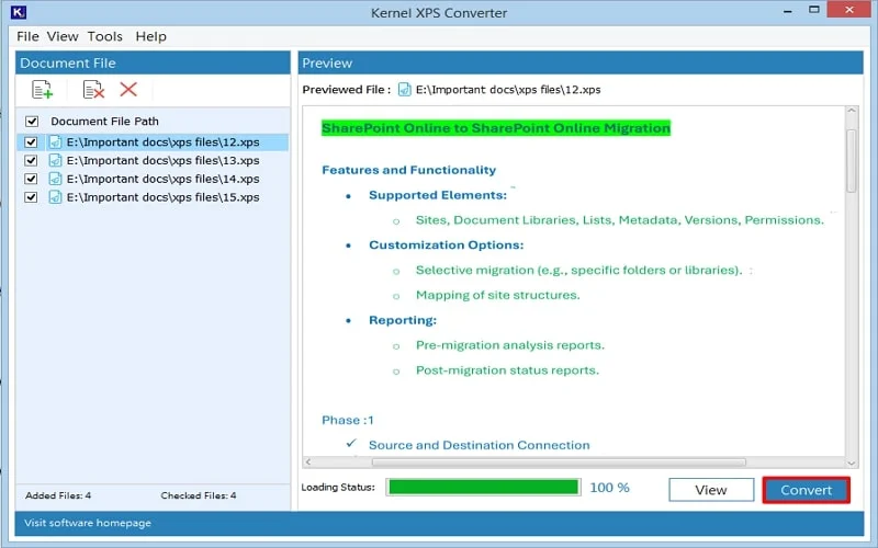 preview xps file content