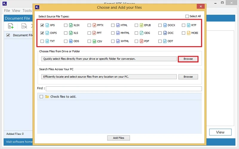 select xps or oxps file