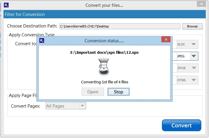 xps to jpg conversion begins