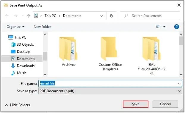 Provide saving location and click save