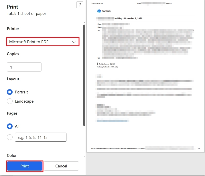 Select print option