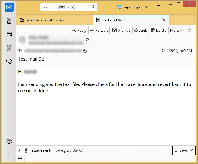 save eml attachment files