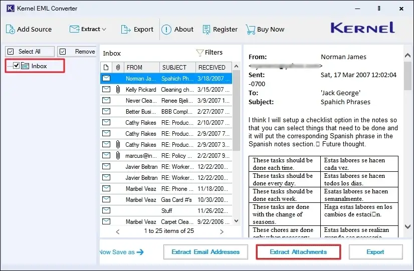 click Extract Attachments option