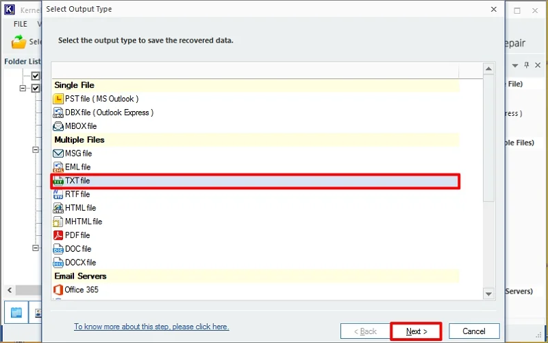 click save and select TXT as the saving 