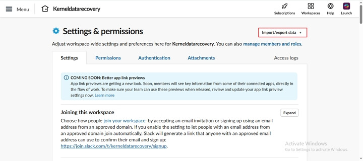 Settings and Permissions wizard