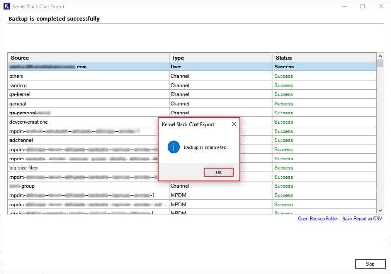 slack chat Backup is completed