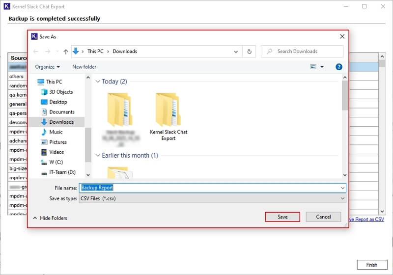 Select a preferred saving location