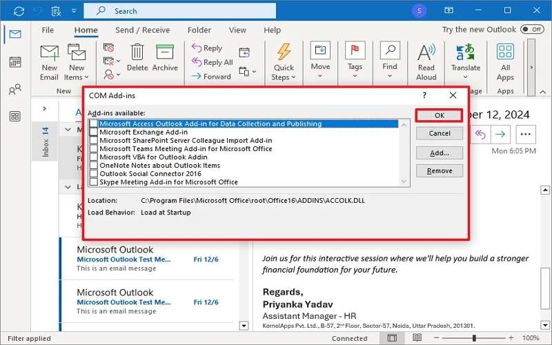 disable or remove faulty add-ins