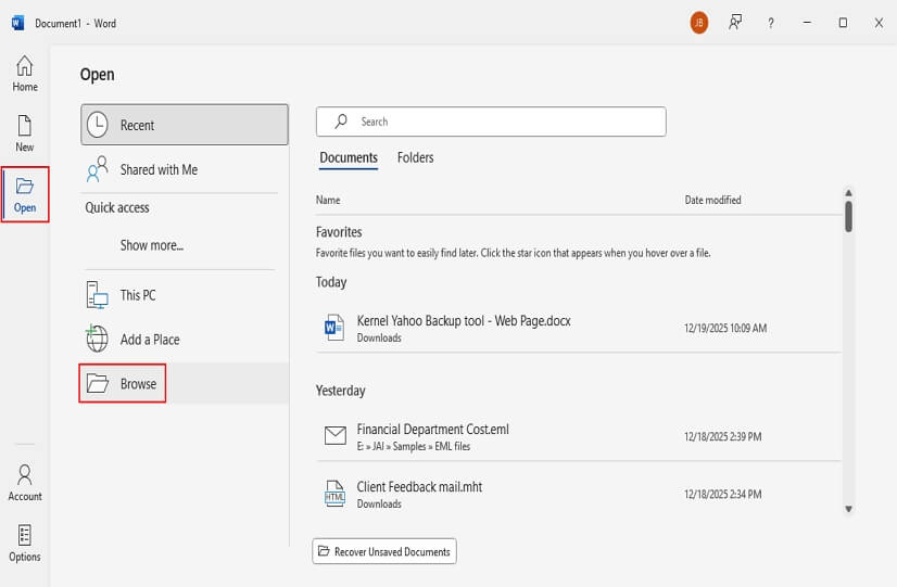 Launch Microsoft Word