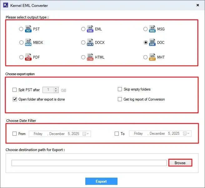 Select Saving formats