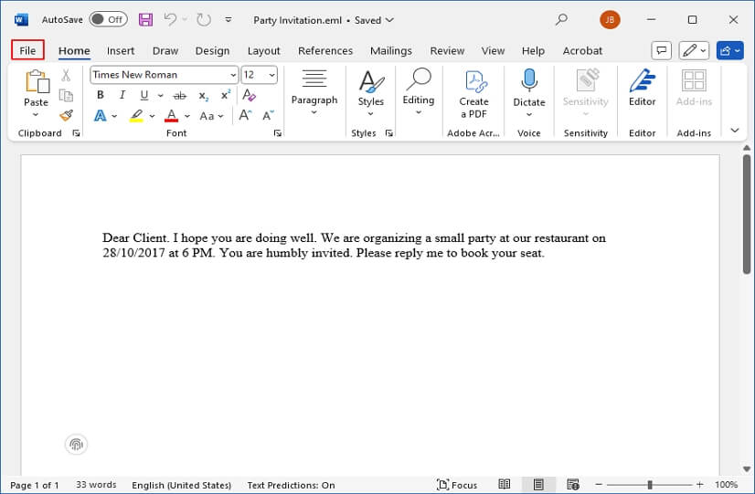 Word will display all content