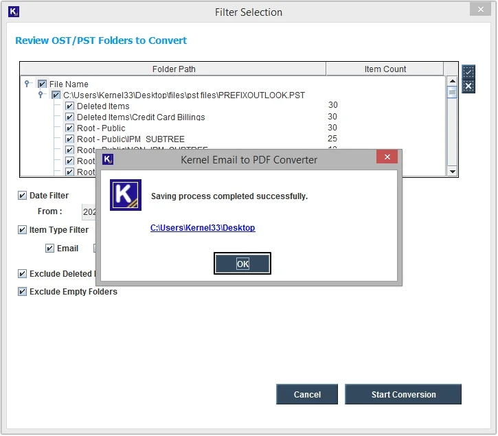 click OK to exit process