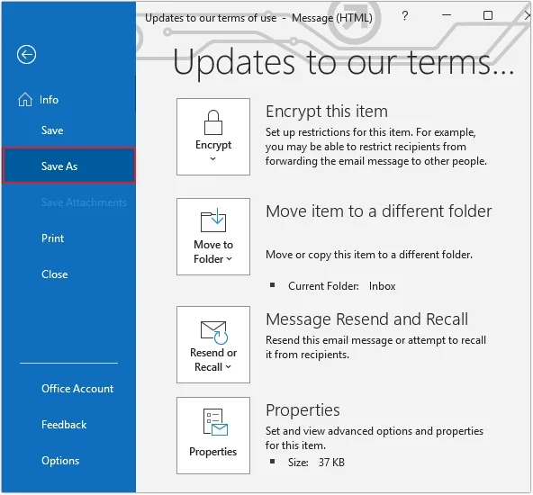 Click on the Save As