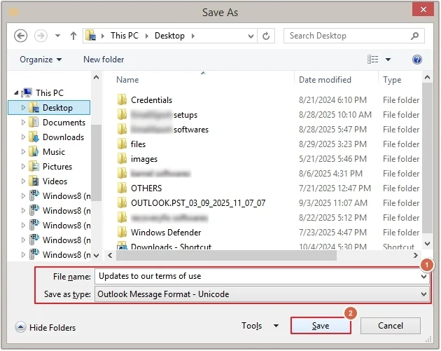 select Outlook Message Format Unicode