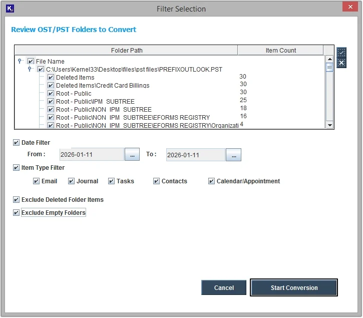 click Start Conversion