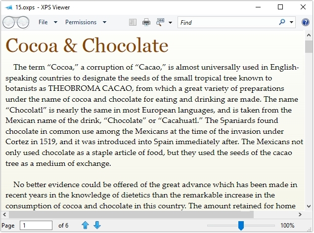 your OXPS file will get open in the OXPS files viewer