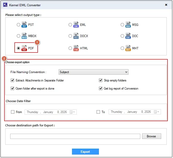 Select PDF as a saving option