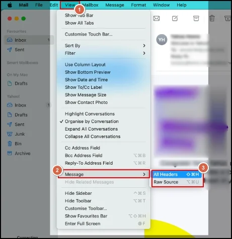 analyze apple mail headers