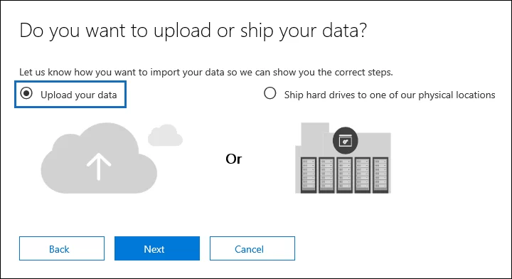 new import job with Upload your data option