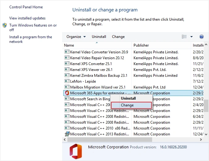 Search for Microsoft 365 installation