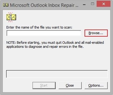 Open it and click Browse to add PST file