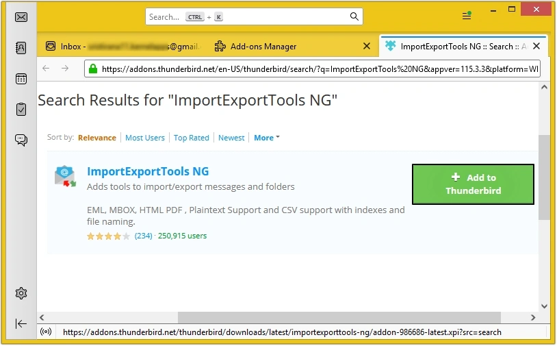 Search for ImportExportTools NG add-on 