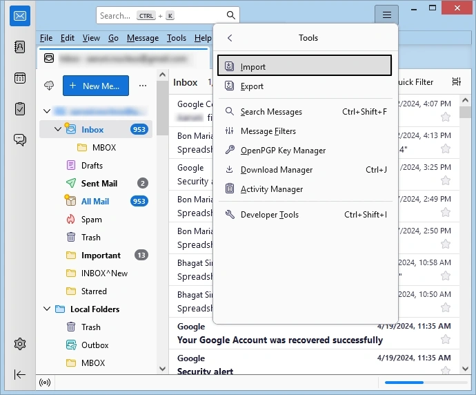 open Menu again and click on Tools 