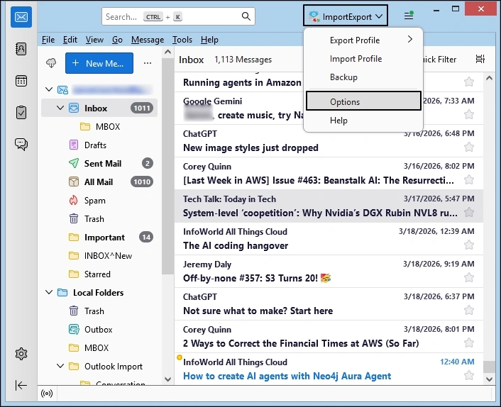 click on ImportExportTools NG add on 