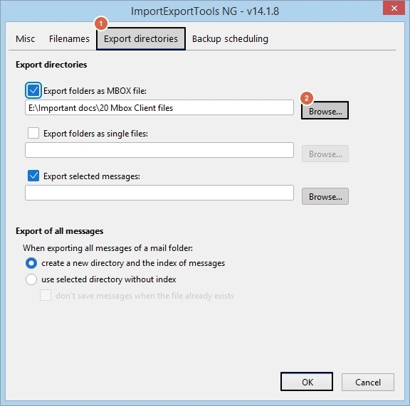 Go to the Export directories tab in the new window 