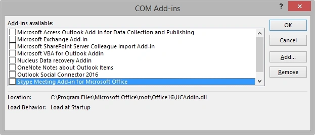 Disable all the Add ins and click OK