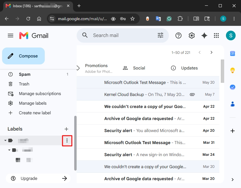 Go to the Labels section in gmail 