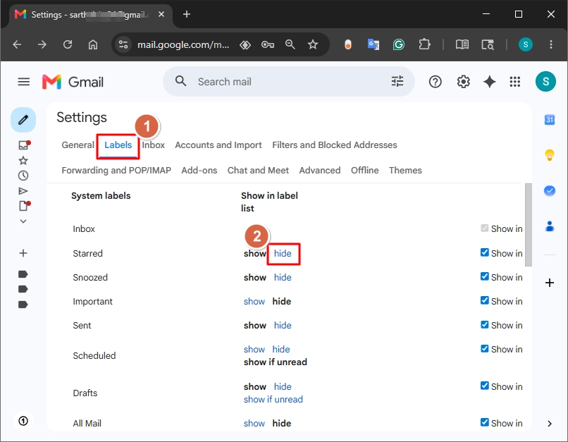 Hide a Label in Gmail