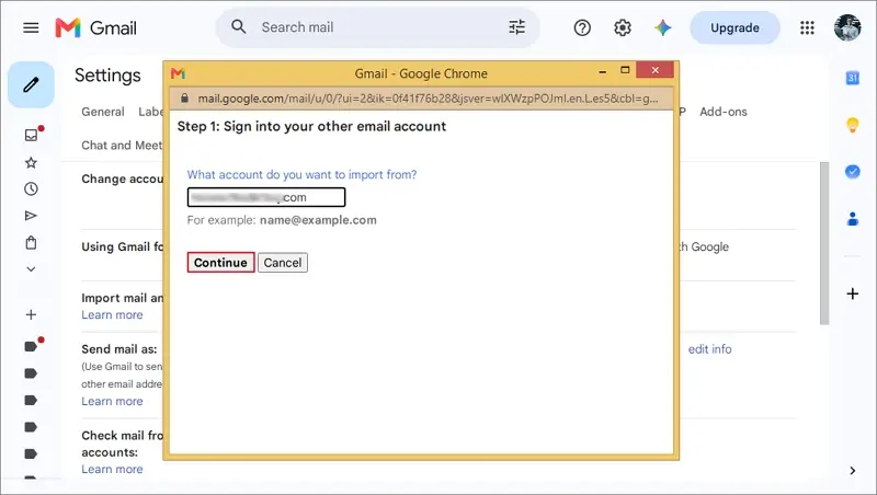 Enter comcast email address and click continue