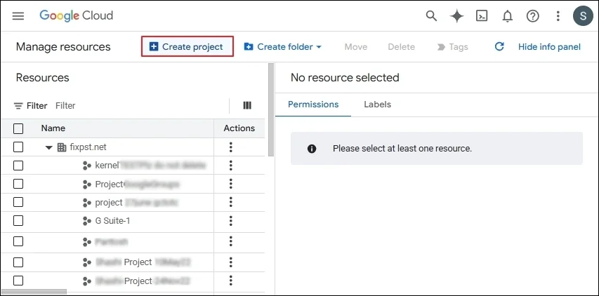 click on CREATE PROJECT option