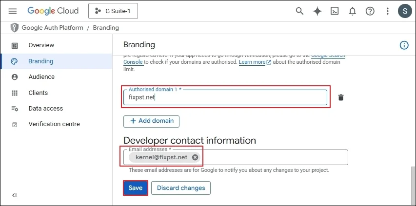 Click on ADD DOMAIN under Authorized domains