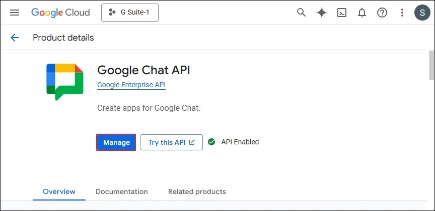 enabling Google Chat API