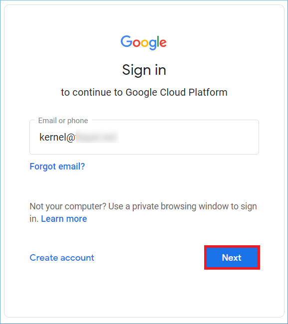 Sign-in to the Google Cloud Platform